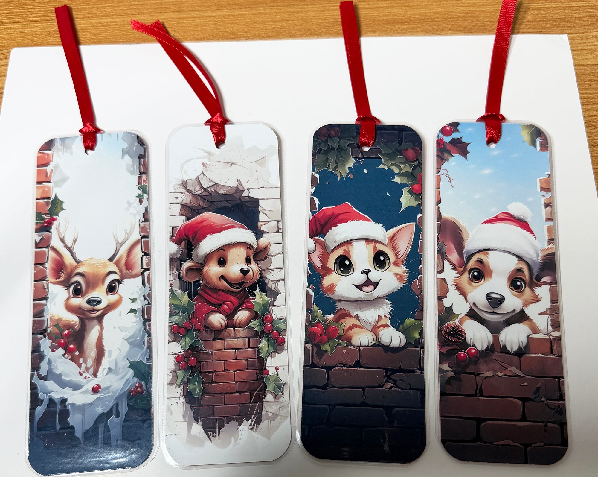 Christmas Critters, Laminated Bookmarks, set of 4