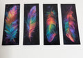 Psychedelic Feathers, Laminated Bookmarks, set of 4