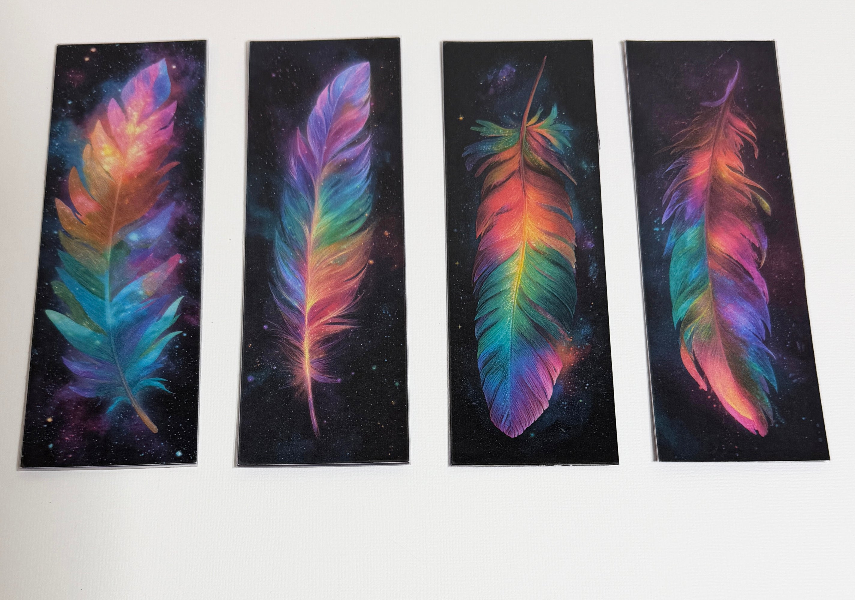 Psychedelic Feathers, Laminated Bookmarks, set of 4