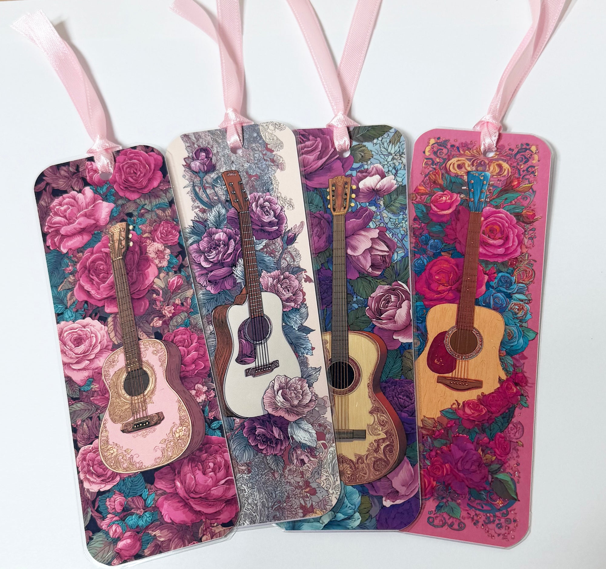 Guitars and Roses, Laminated Bookmarks, set of 4