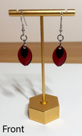Dangle Earrings with Red, Black, and Silver Scales