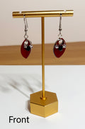 Dangle Earrings with Red and Silver Scales and Crystals