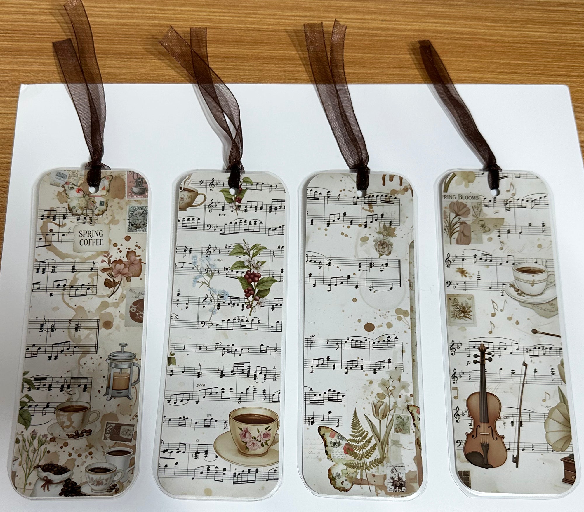 Music and Coffee Collage 1, Laminated Bookmarks, set of 4