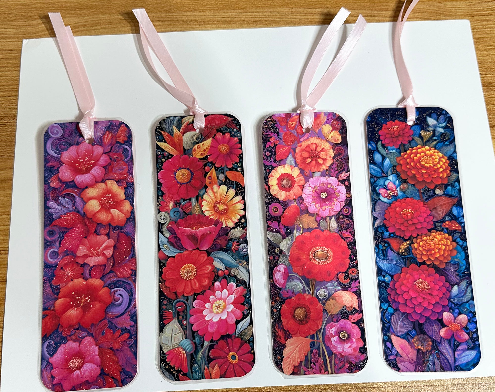 Vibrant Flowers, Laminated Bookmarks, set of 4