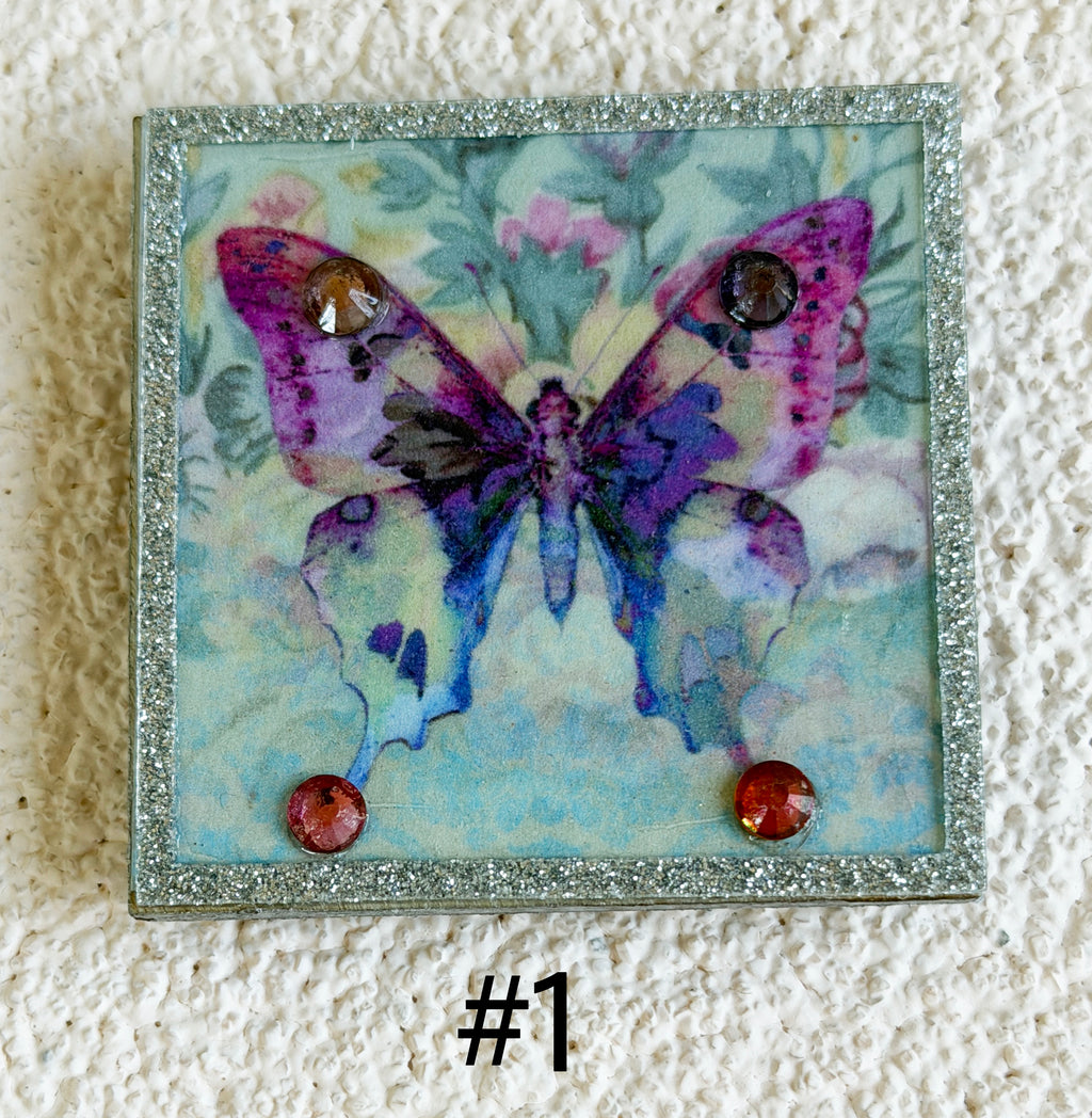 Wood Magnets, 2x2", Butterflies