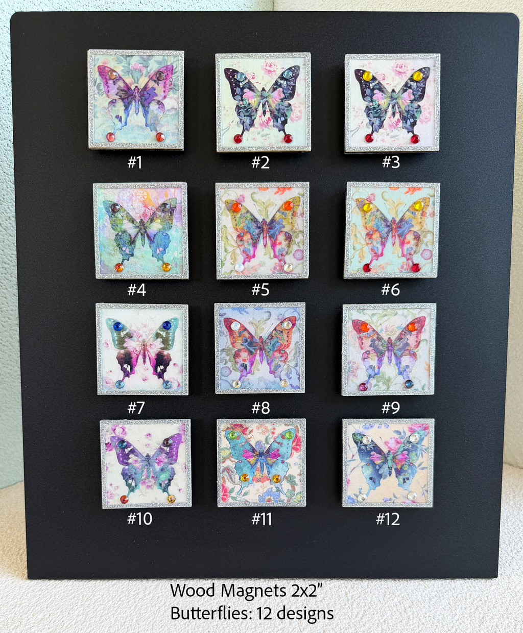 Wood Magnets, 2x2", Butterflies