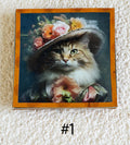Wood Magnets, 2x2", Whimsical Cats