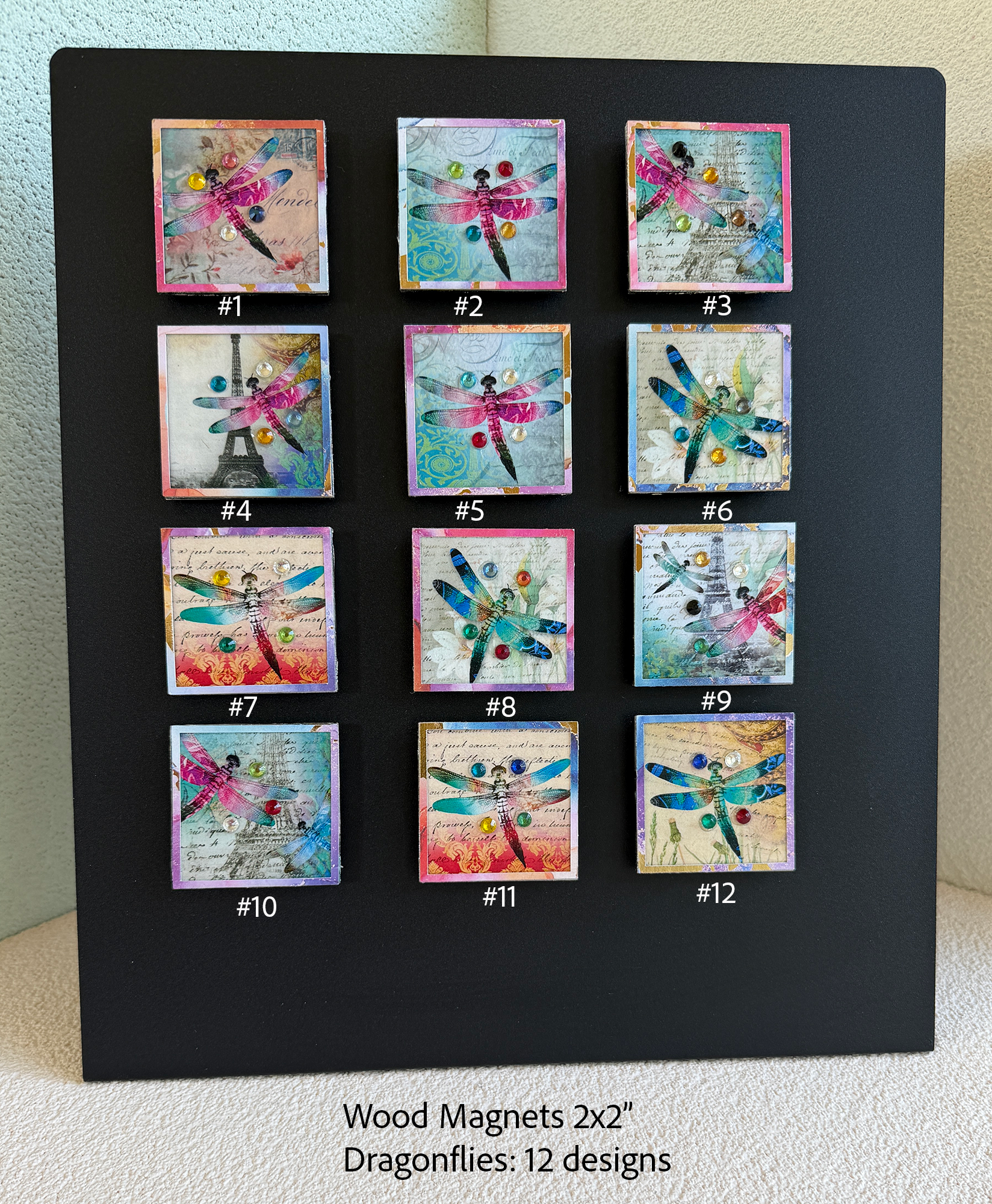Wood Magnets, 2x2", Dragonflies
