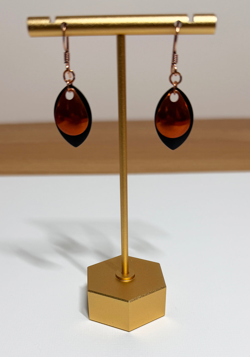Dangle Earrings with Copper and Black Dragon Scales