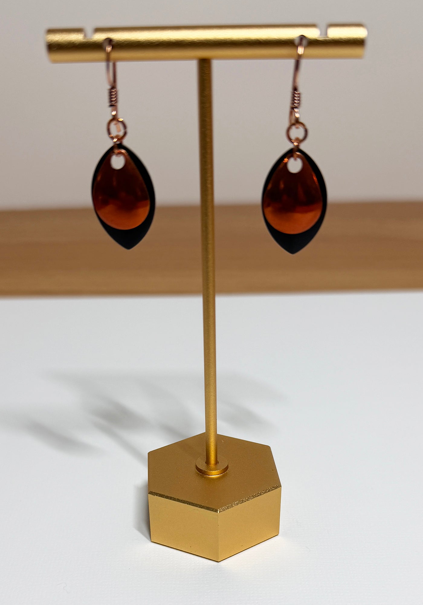 Dangle Earrings with Copper and Black Dragon Scales