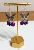 Metallic Butterfly Dangle Earrings with Tiny Scales