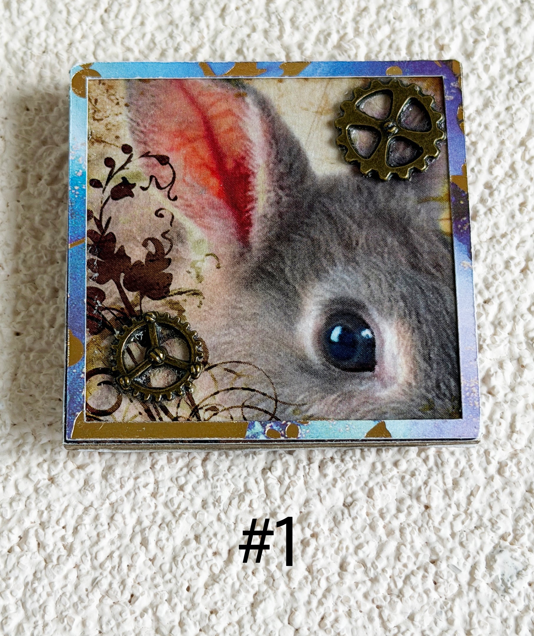 Wood Magnets, 2x2", Whimsical Rabbits