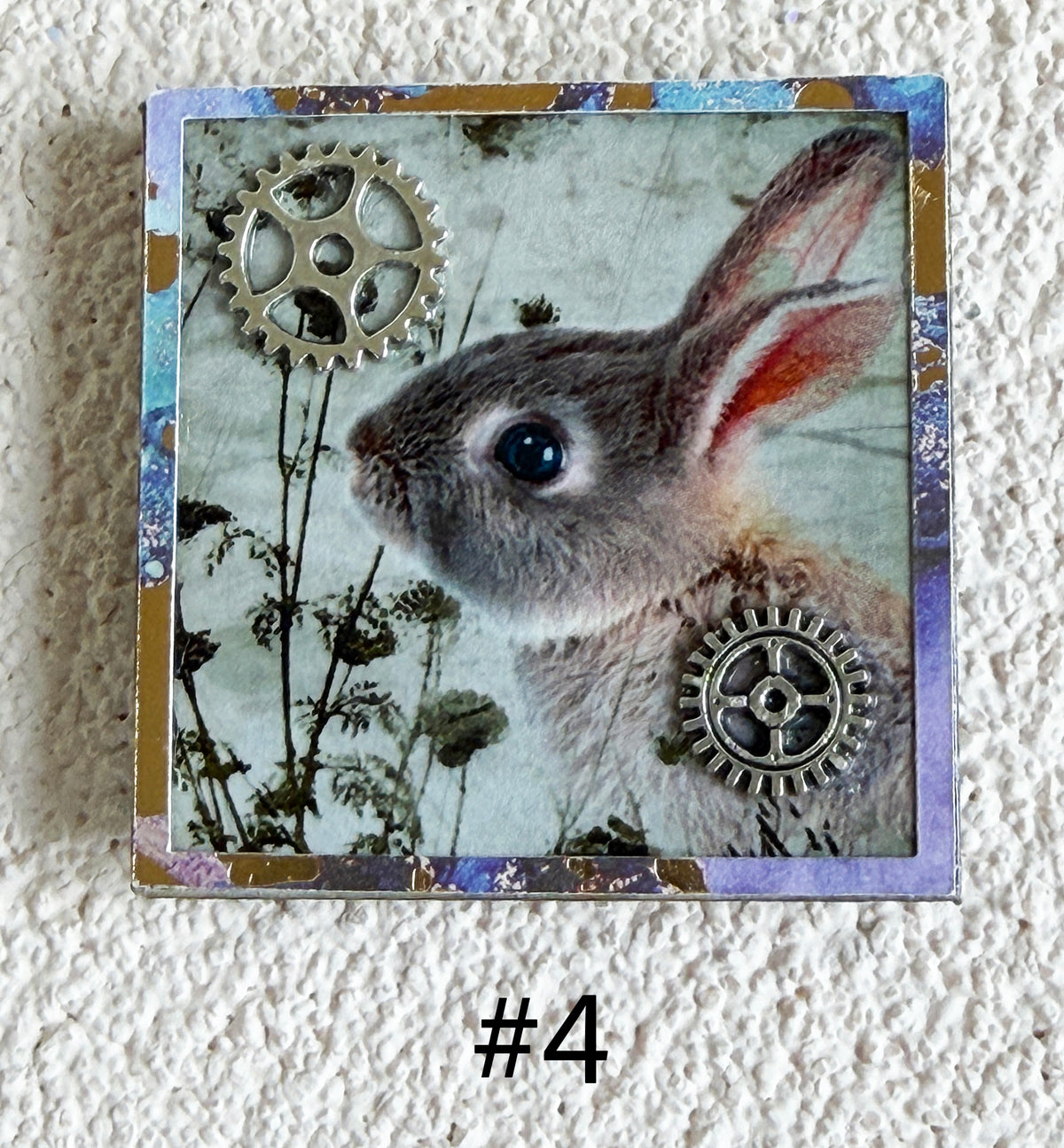 Wood Magnets, 2x2", Whimsical Rabbits