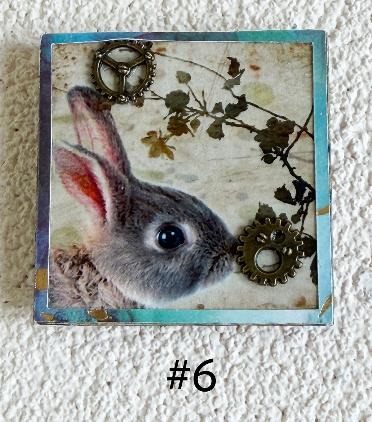 Wood Magnets, 2x2", Whimsical Rabbits