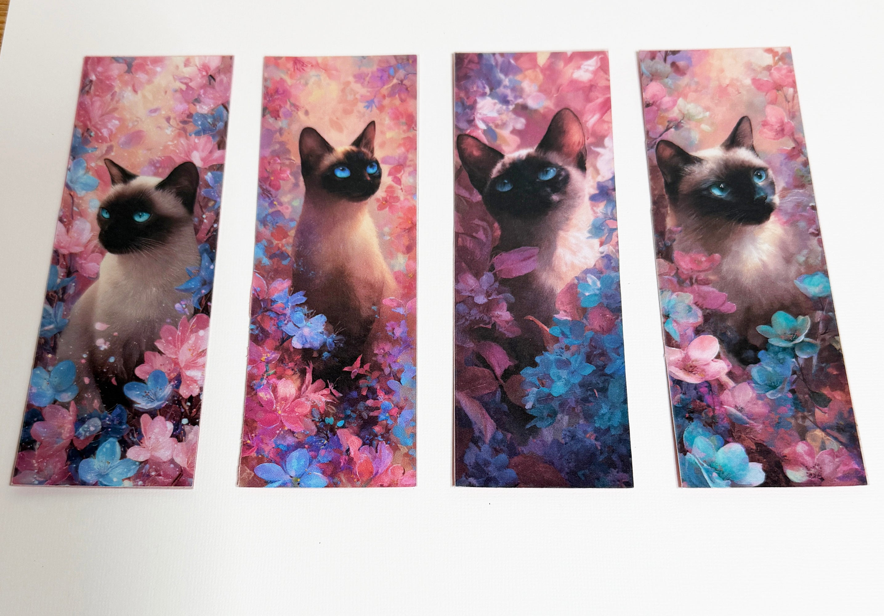 Dreamy Siamese Cats, Laminated Bookmarks, set of 4