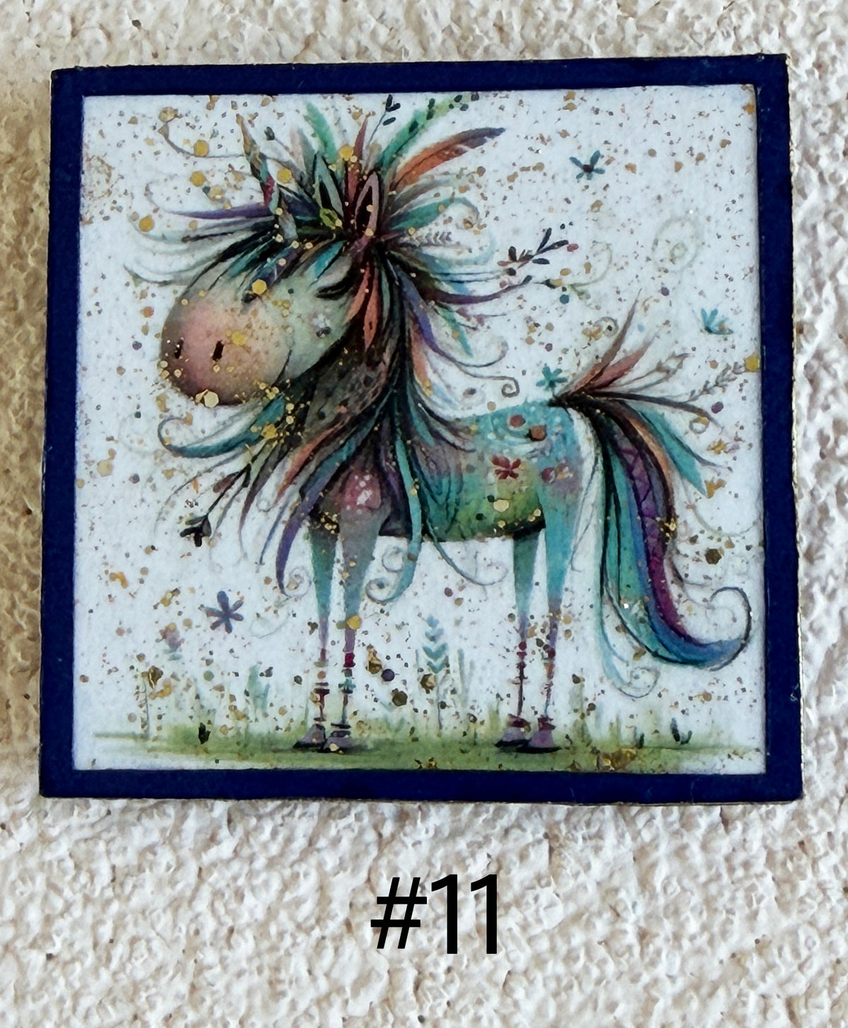 Wood Magnets, 2x2", Whimsical Unicorns