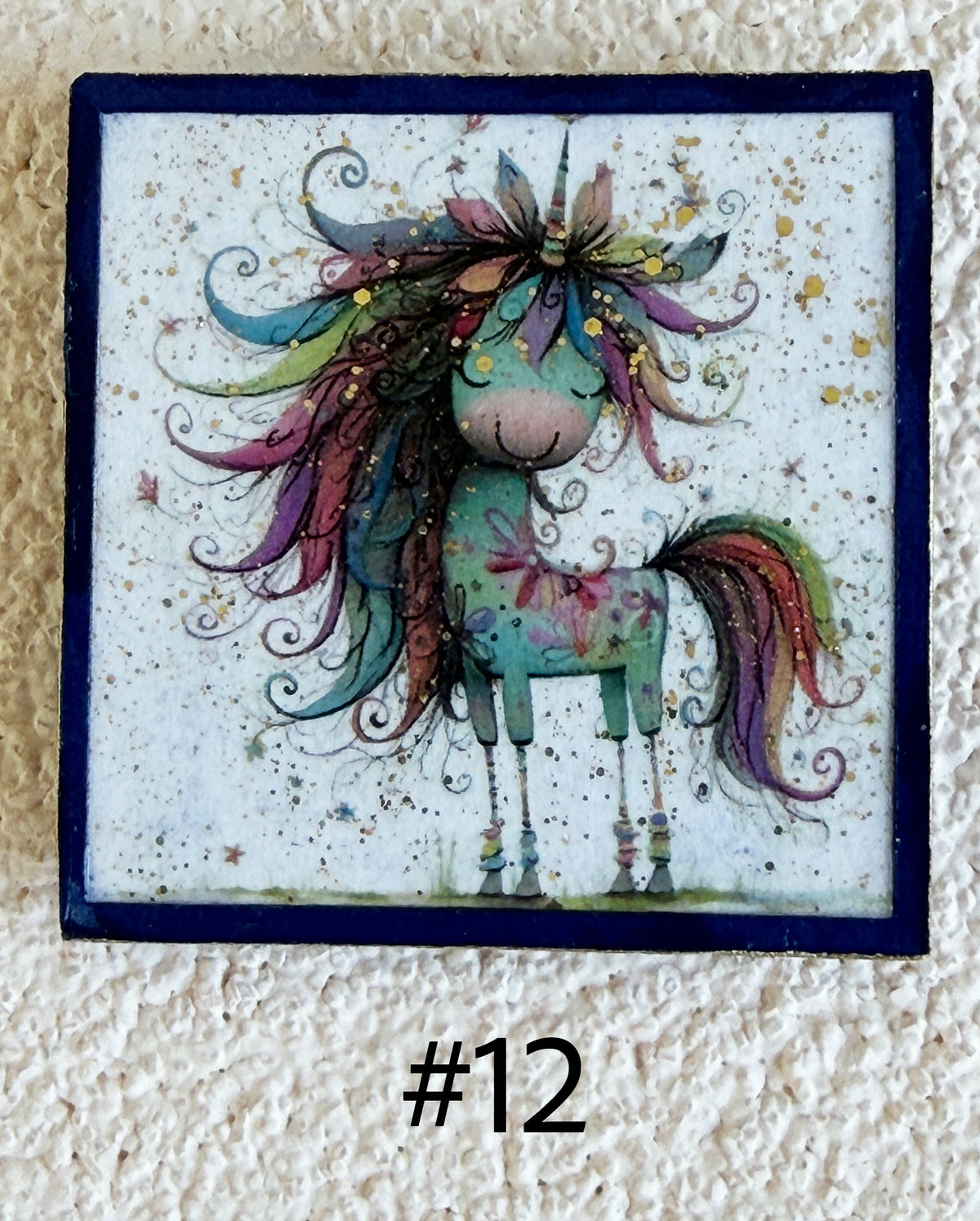 Wood Magnets, 2x2", Whimsical Unicorns
