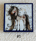 Wood Magnets, 2x2", Whimsical Unicorns