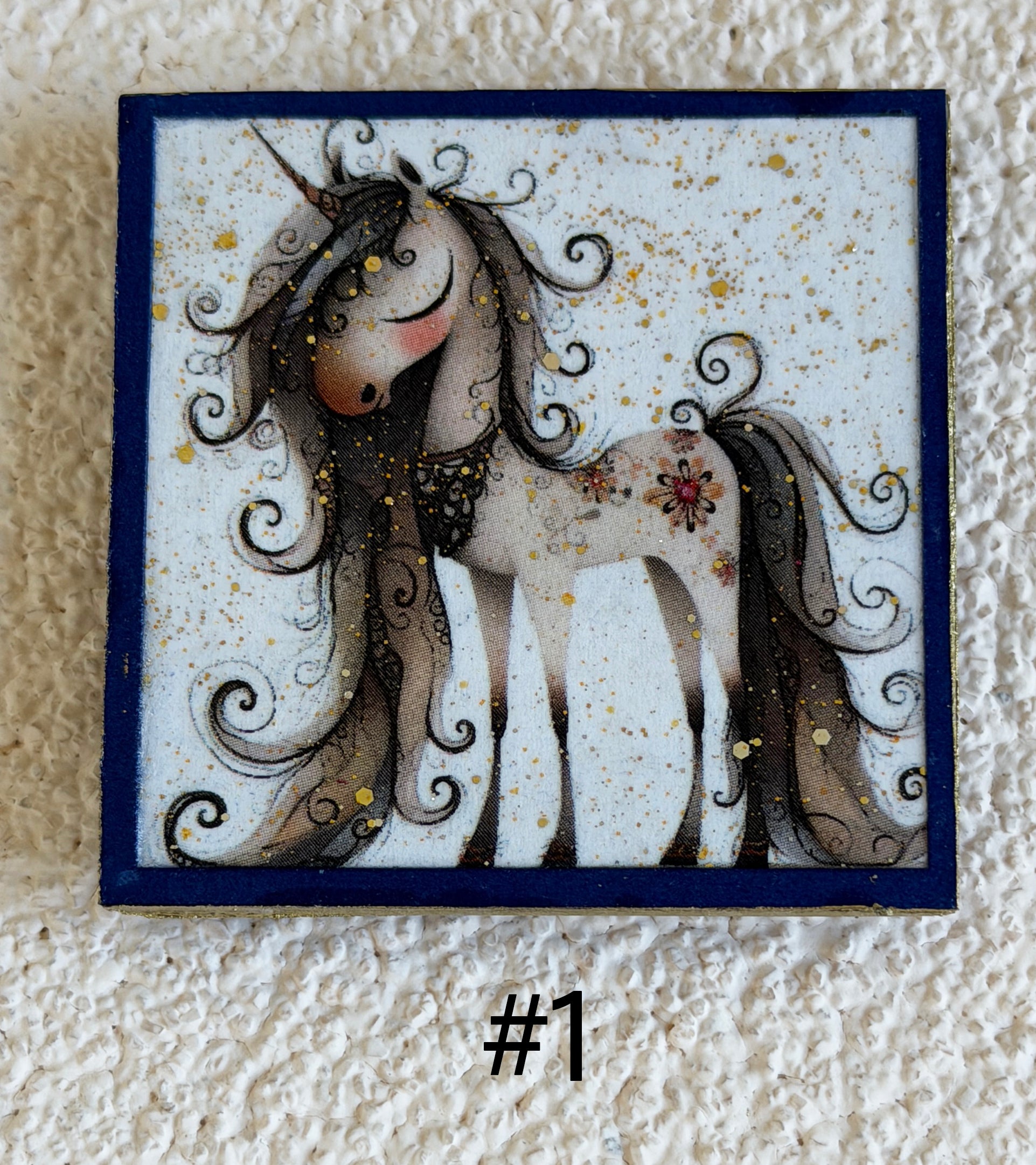 Wood Magnets, 2x2", Whimsical Unicorns