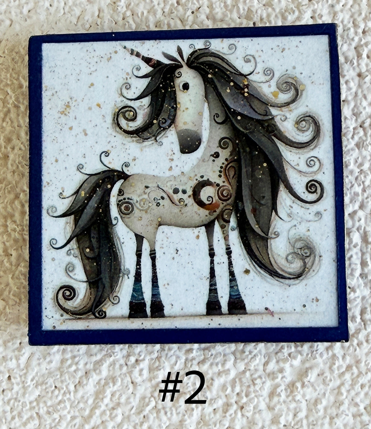 Wood Magnets, 2x2", Whimsical Unicorns