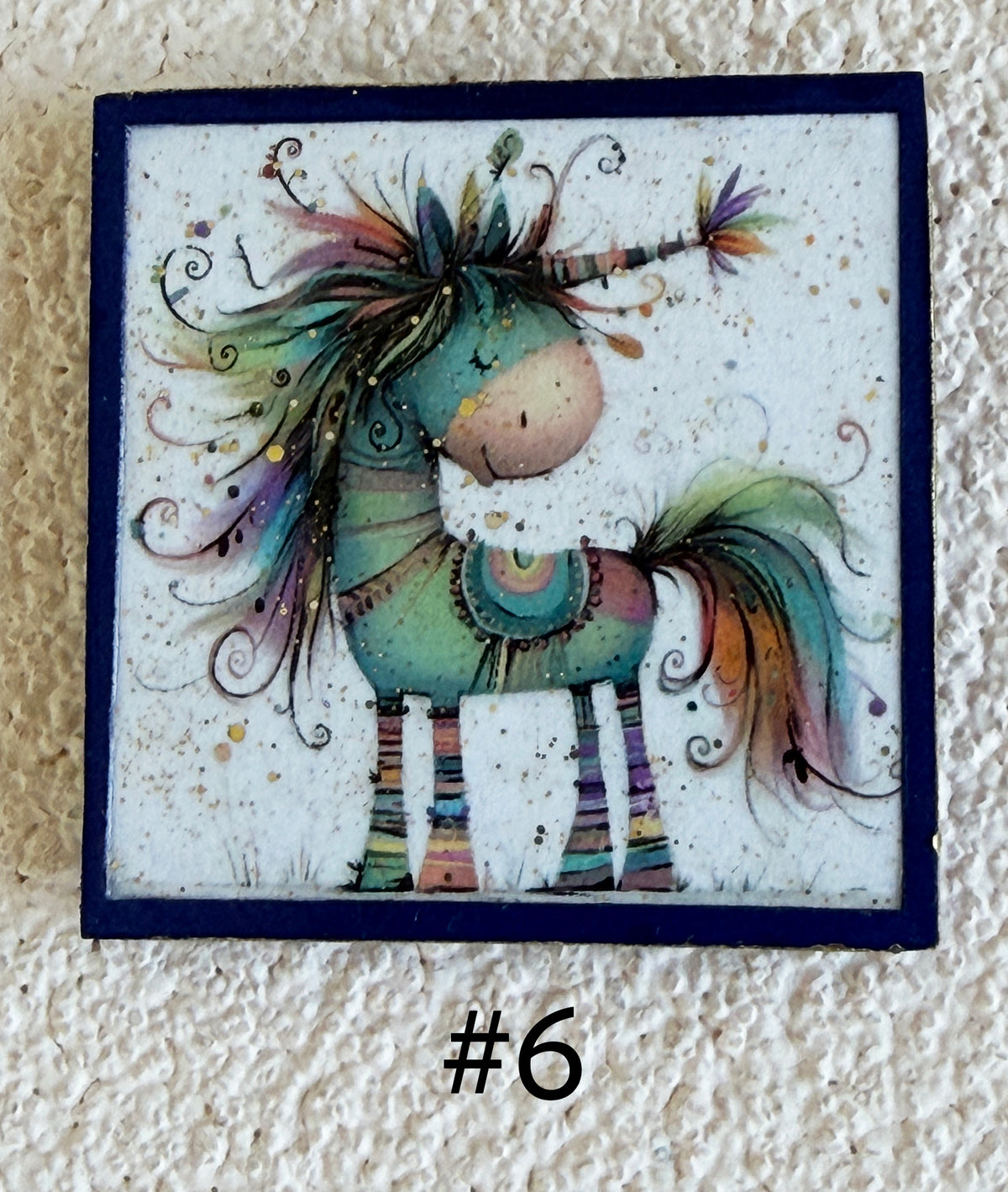 Wood Magnets, 2x2", Whimsical Unicorns