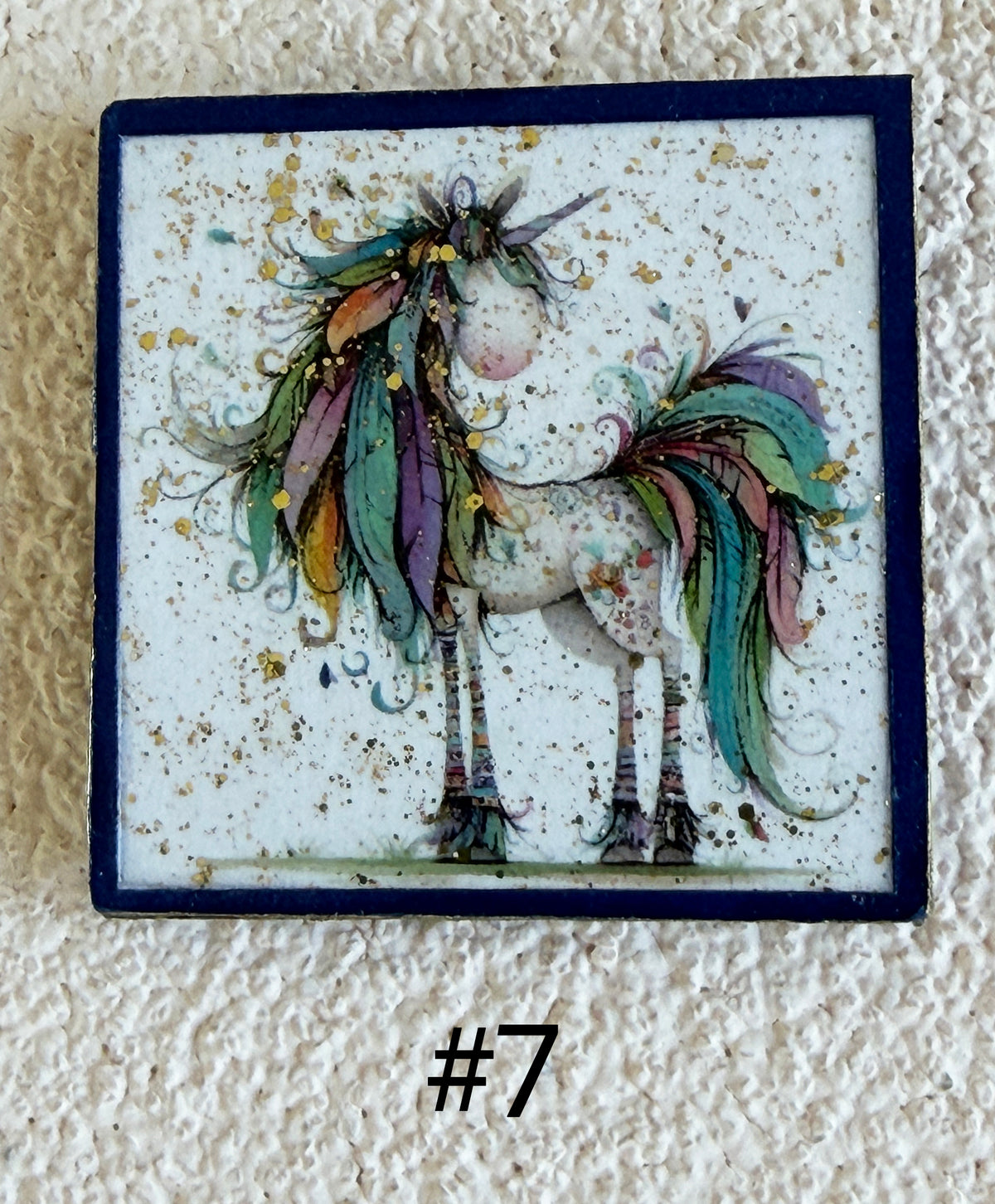 Wood Magnets, 2x2", Whimsical Unicorns