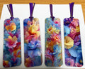 Watercolor Flowers, Laminated Bookmarks, set of 4